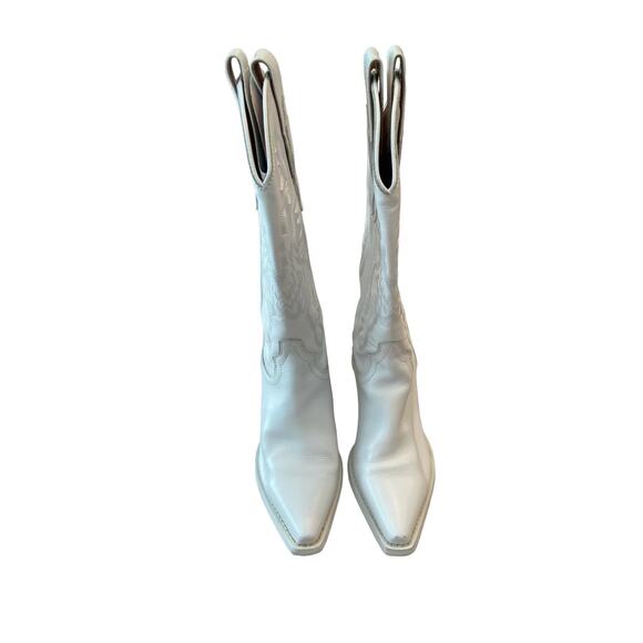 Jeffrey Campbell Cowboy Dagget Western Boots Leather Pointed Toe White Size 6.5 - Picture 7 of 15